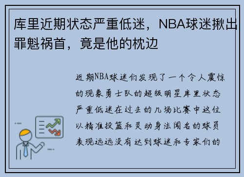 库里近期状态严重低迷，NBA球迷揪出罪魁祸首，竟是他的枕边