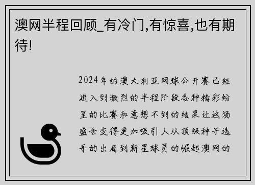 澳网半程回顾_有冷门,有惊喜,也有期待!